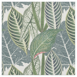 Green tropical leaves fabric