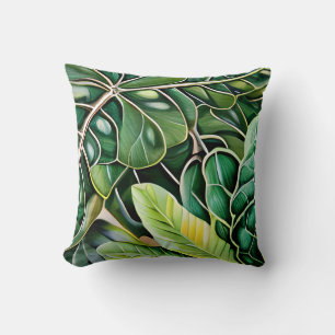 Green Tropical Leaves Housewarming Gift Cushion