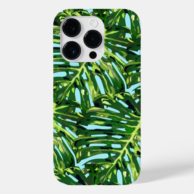 Green Tropical Leaves iPhone Case (Back)