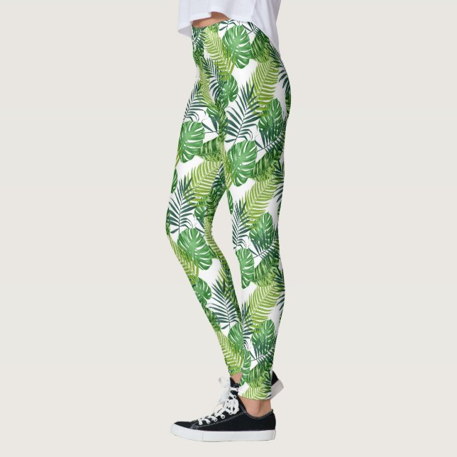 Green tropical leaves leggings (Left)