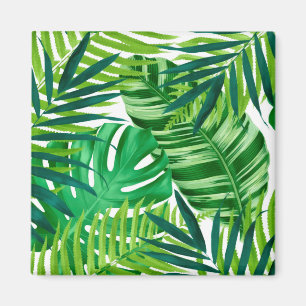 Green tropical leaves magnet