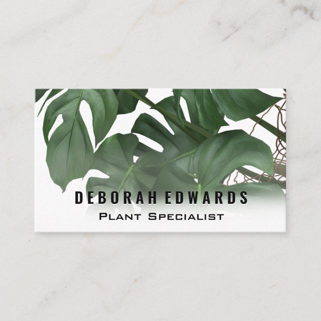 Green Tropical Leaves | Monstera Business Card (Front)