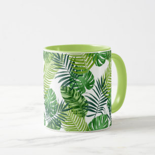 Green tropical leaves mug