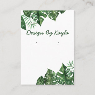 Green Tropical Leaves Necklace & Earring Display Business Card