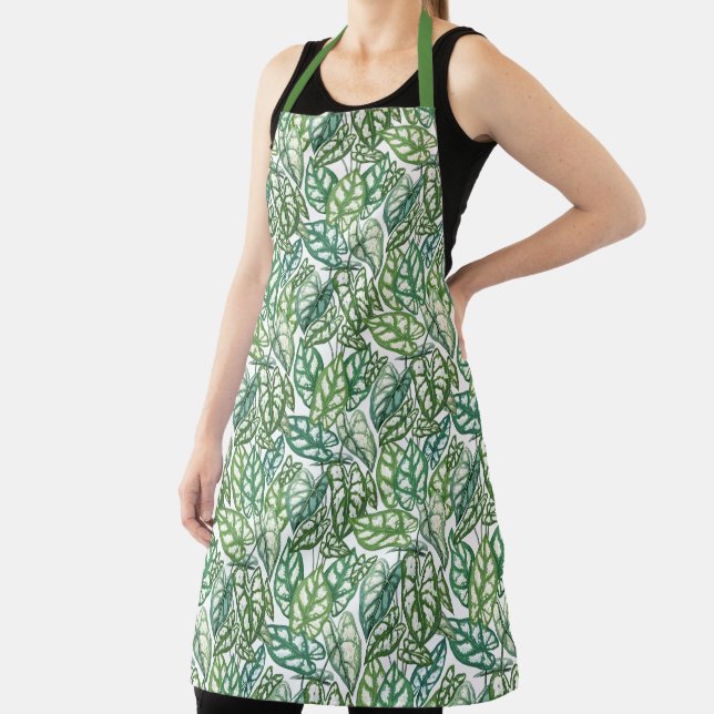 Green Tropical Leaves Pattern  Apron (Insitu)