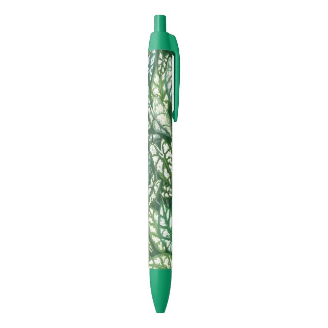 Green Tropical Leaves Pattern Black Ink Pen (Bottom (Vertical))