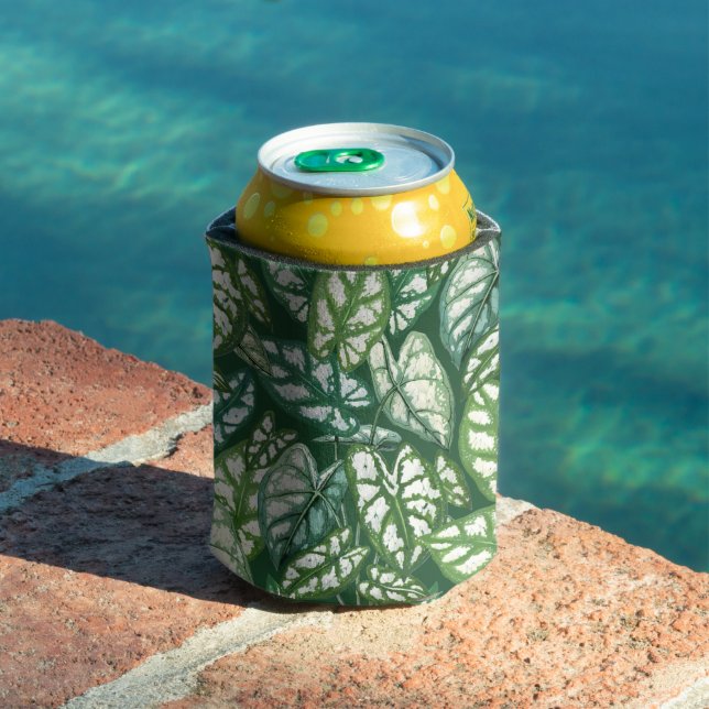 Green Tropical Leaves Pattern Can Cooler (In Situ Pool)