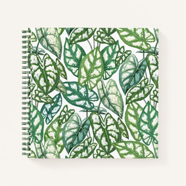 Green Tropical Leaves Pattern  Notebook (Front)