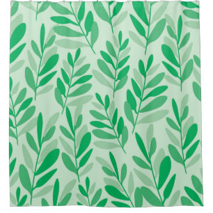 Green Tropical Leaves Pattern Shower Curtain