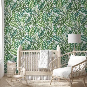 Green Tropical Leaves Pattern Wallpaper