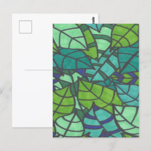 Green Tropical Leaves  Postcard