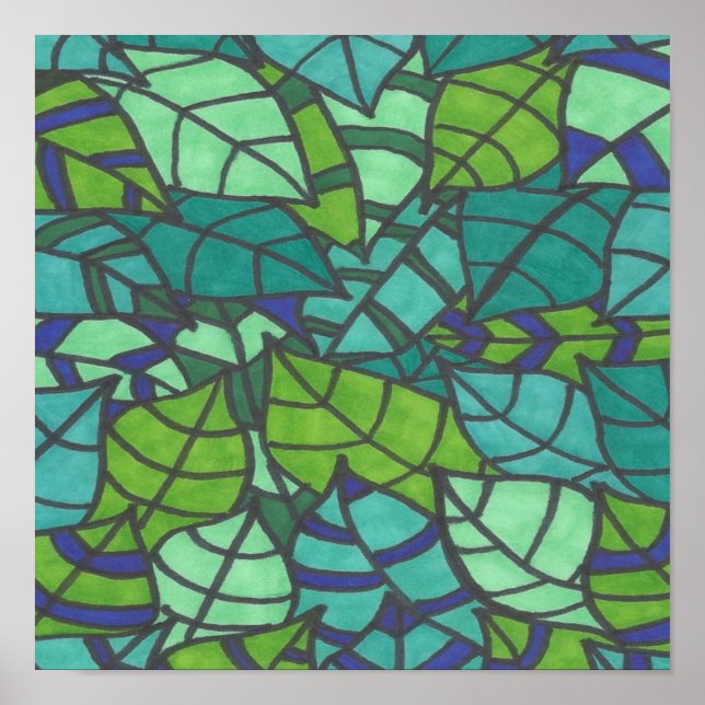 Green Tropical Leaves Poster (Front)