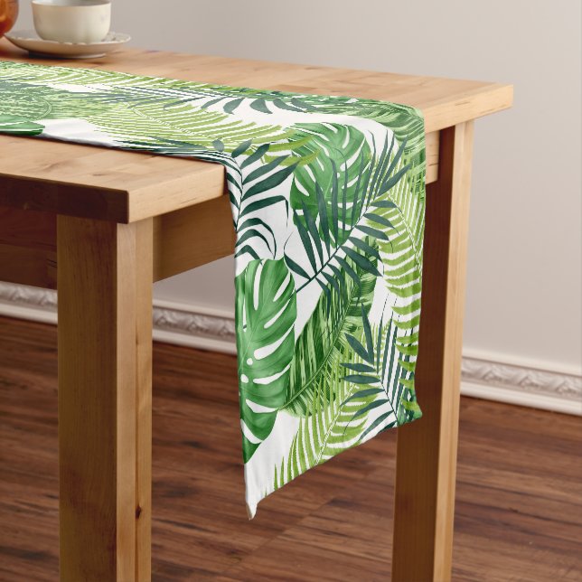 Green Tropical Leaves  Short Table Runner (In Situ)
