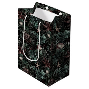 Green Tropical Leaves Starfish Shells Birthday Medium Gift Bag