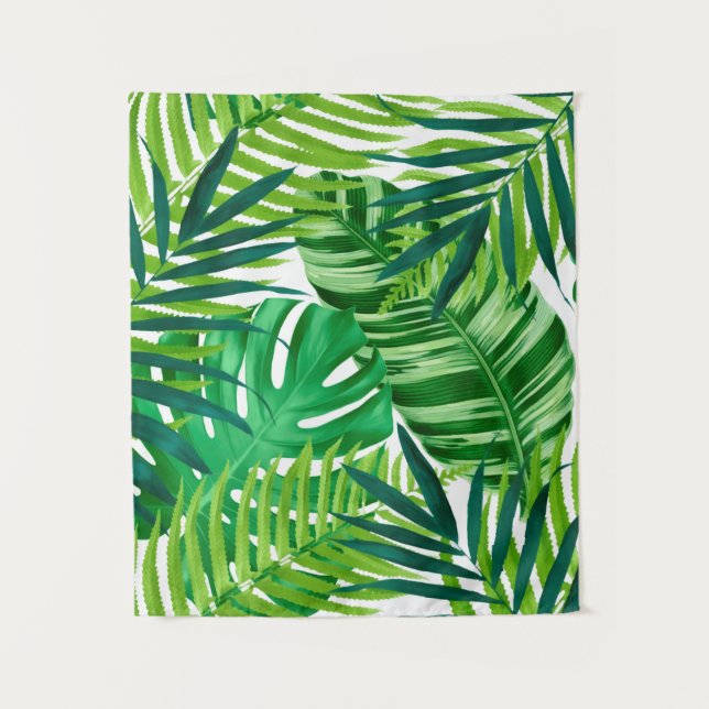 Green Tropical Leaves Tapestry (Front)