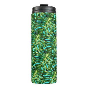Green Tropical Leaves Thermal Tumbler