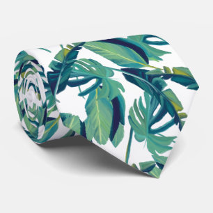 Green Tropical leaves Tie