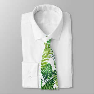 Green Tropical Leaves Tie