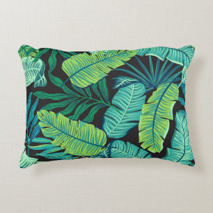 Green tropical leaves: vintage pattern. decorative cushion