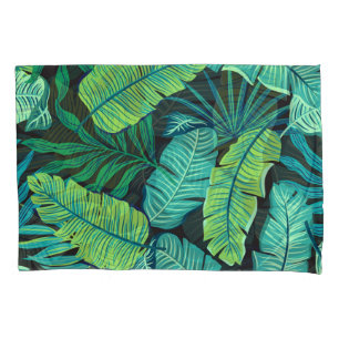 Green tropical leaves: vintage pattern. pillowcase