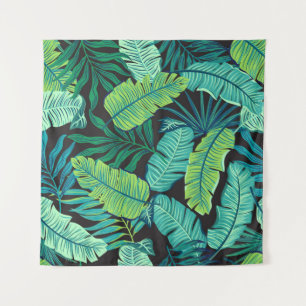 Green tropical leaves: vintage pattern. tapestry
