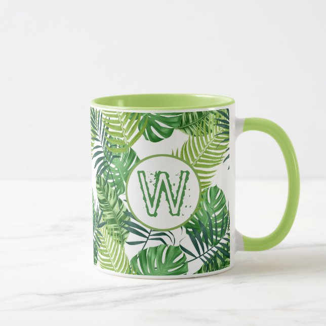 Green Tropical Leaves W Mug (Right)