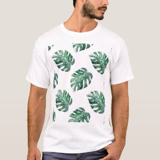 Green tropical leaves, watercolor pattern T-Shirt