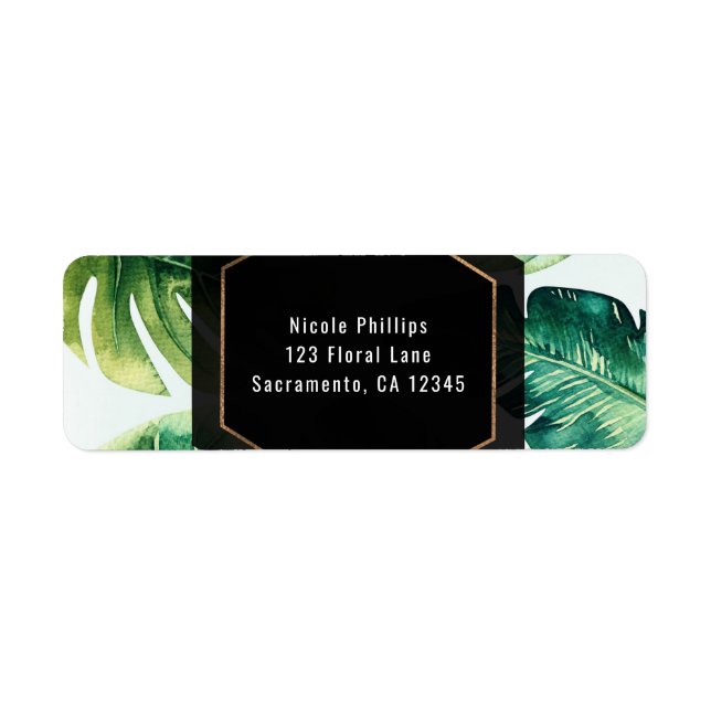 Green Tropical Leaves White Elegant Invitation (Front)