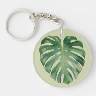 Green Tropical Monstera Leaf Key Ring