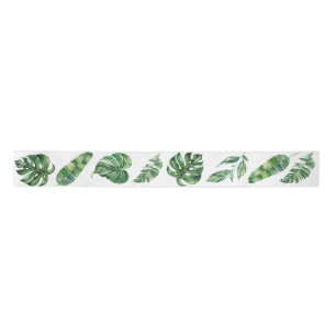Green Tropical Monstera Leaf Ribbon Satin Ribbon