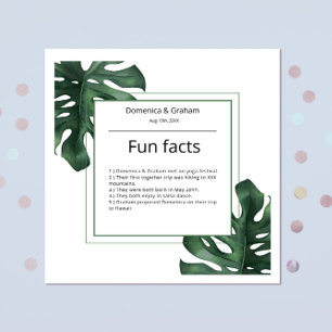 Green Tropical Monstera leaf Wedding Fun Facts  Napkin