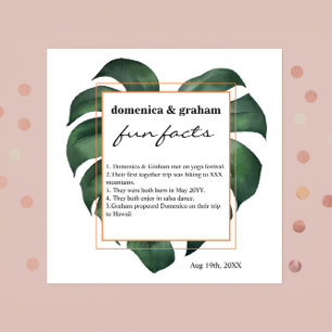 Green Tropical Monstera leaf Wedding Fun Facts  Napkin