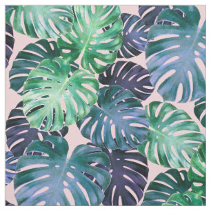 Green Tropical Monstera Leaves Fabric