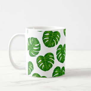 Green Tropical Monstera Leaves Pattern Coffee Mug