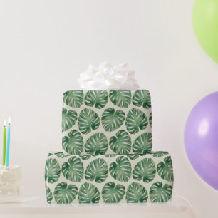 Green Tropical Monstera Leaves Pattern Wrapping Paper