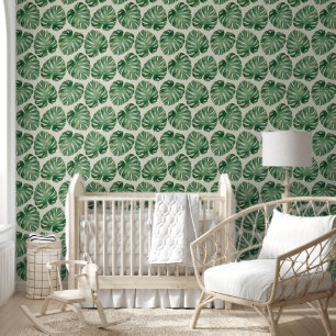 Green Tropical Monstera Leaves Wallpaper
