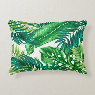 Green Tropical Palm Banana Monstera Decorative Cushion