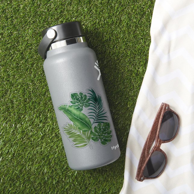 Green Tropical Palm Banana Monstera Leaves  (HydroFlask Insitu)
