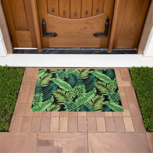 Green Tropical Palm Banana Monstera Leaves Doormat (Outdoor)