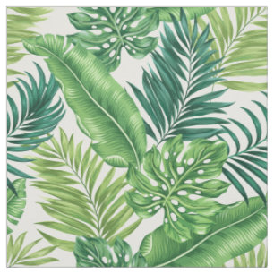 Green Tropical Palm Banana Monstera Leaves Fabric