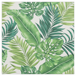 Green Tropical Palm Banana Monstera Leaves Fabric
