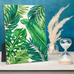 Green Tropical Palm Banana Monstera Leaves Plaque