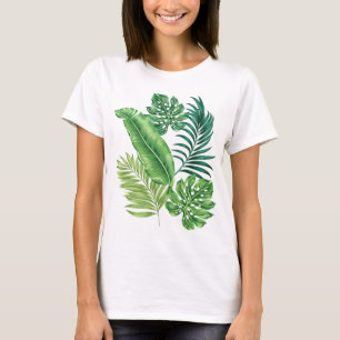 Green Tropical Palm Banana Monstera Leaves T-Shirt