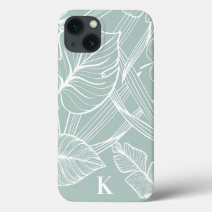 Green Tropical Palm Leaf Pattern iPhone 13 Case
