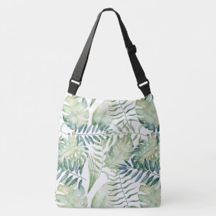 Green Tropical Palm Leaves Crossbody Bag
