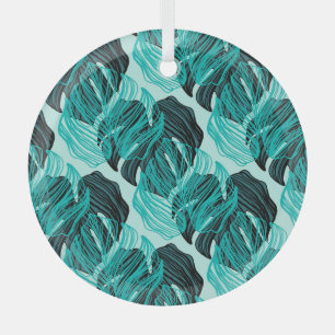 Green tropical palm leaves design. glass tree decoration