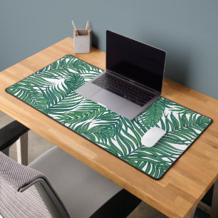 Green Tropical Palm Leaves Desk Mat