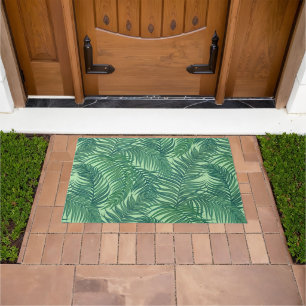 Green Tropical Palm Leaves Doormat