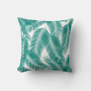 Green Tropical Palm Leaves Pattern Cushion
