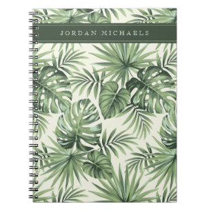Green Tropical Palm Leaves Pattern Notebook